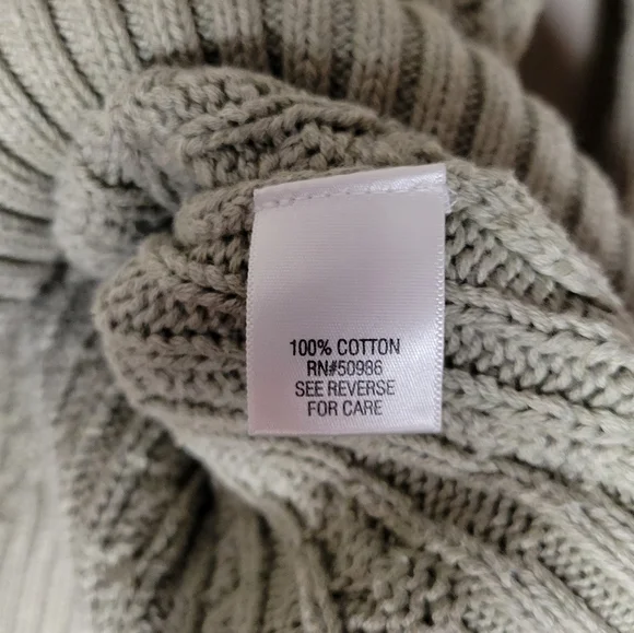 Croft & Barrow green zip henley cable knit turtleneck, sz l - Picture 6 of 7